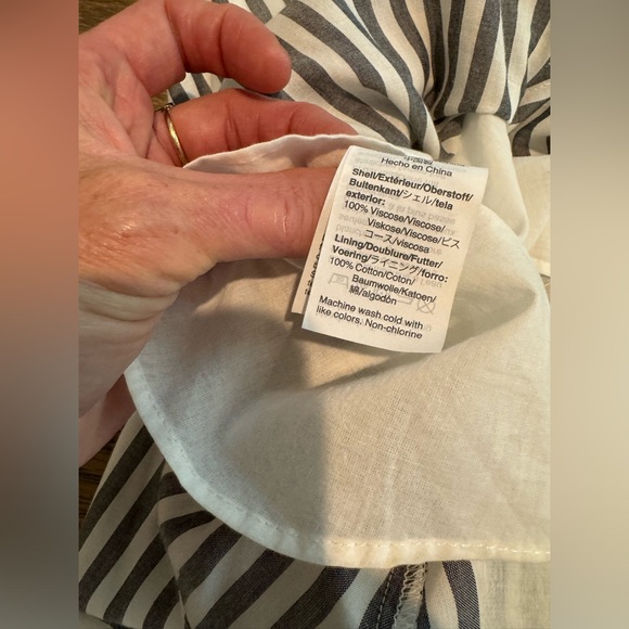 Madewell flutter strap grey white stripe sun dress cotton viscose 4 Small flounc - Picture 12 of 15